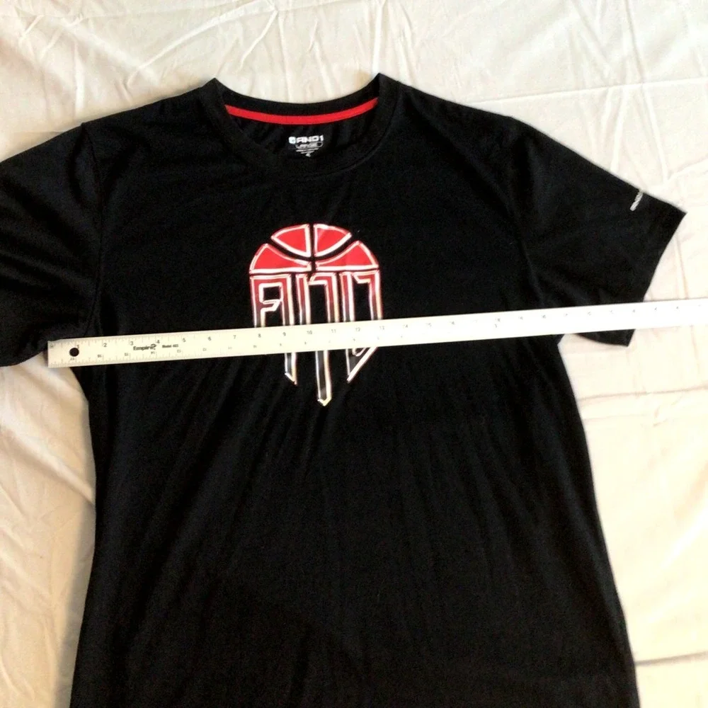 And1 Men's T-Shirt Large Black Red Graphic Streetwear Stop Sweating‎ Me Pullover